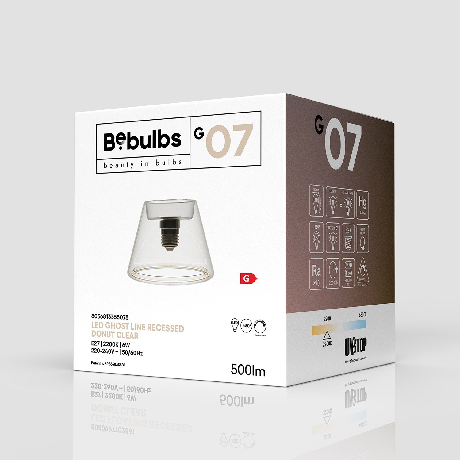 Ampoule LED Transparente Ghost Line CRI 90 Mini Cone 6W 500Lm E27 2200K Dimmable - G07