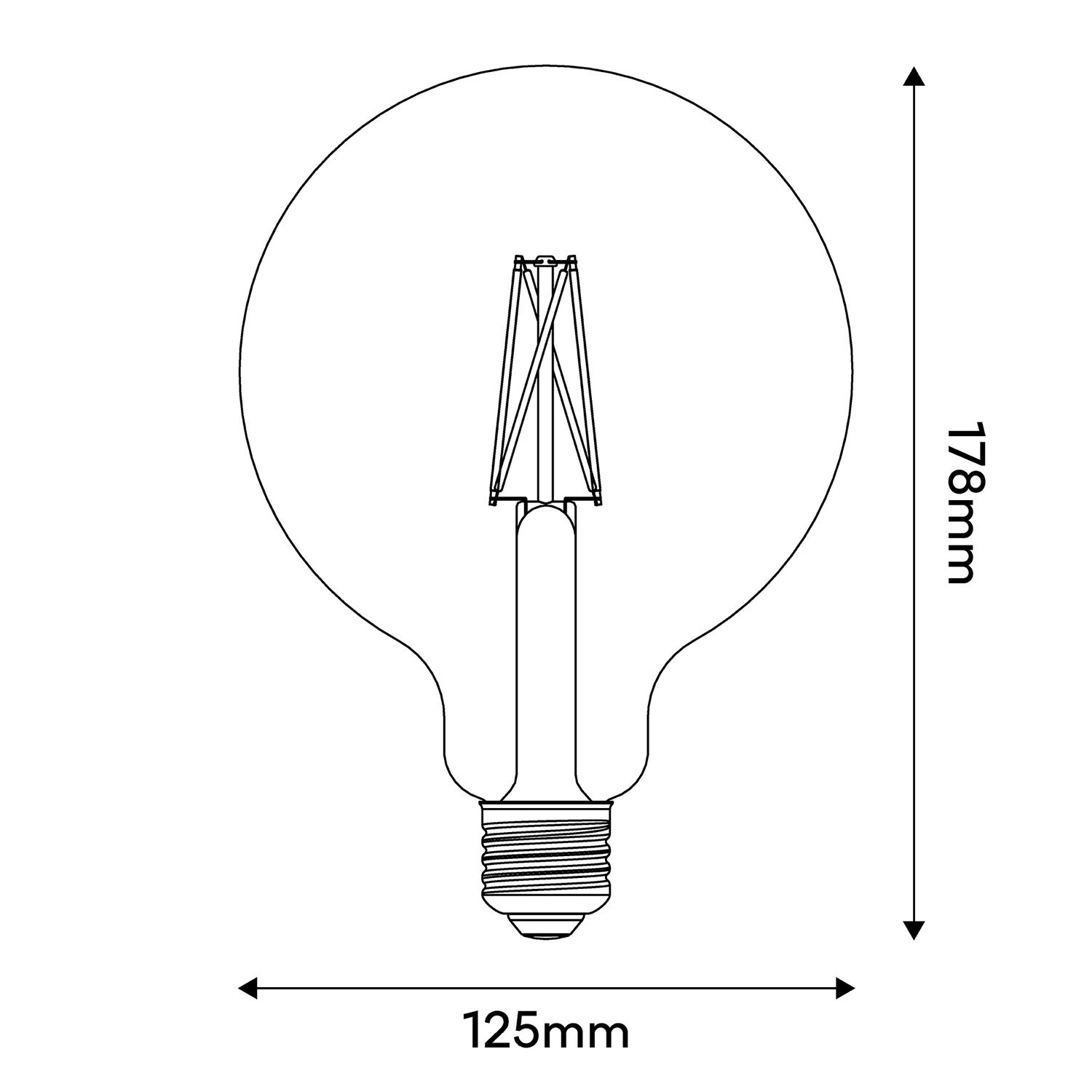LED-Porzellanlampe Linie 5V Globe G125 2,2W 160Lm E27 2500K Dimmbar - B06