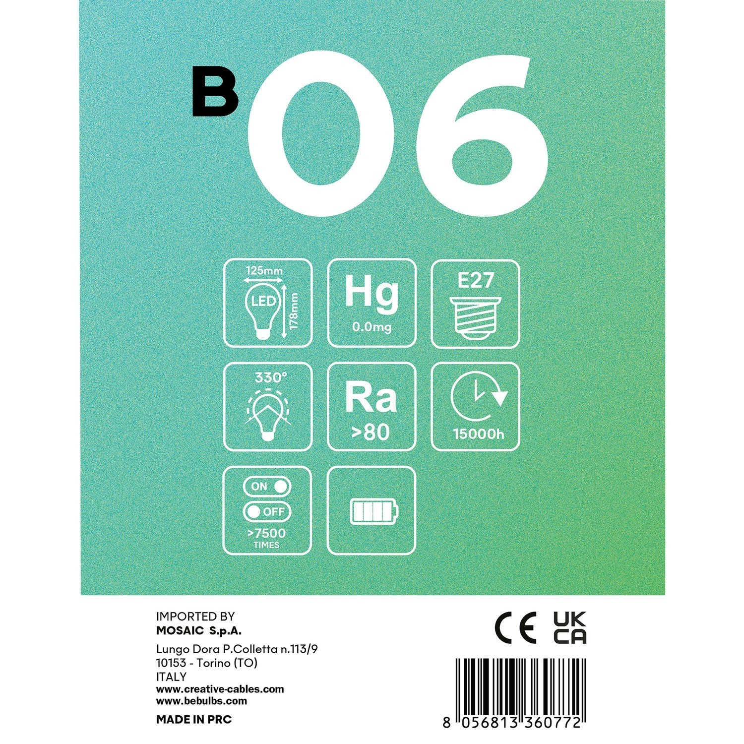 LED-Porzellanlampe Linie 5V Globe G125 2,2W 160Lm E27 2500K Dimmbar - B06