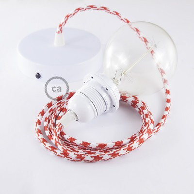 Lampe suspension pour Abat-jour câble textile Bicolore Rouge RP09