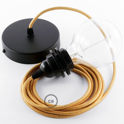 Lampe suspension pour Abat-jour câble textile Paillettes Or RL05