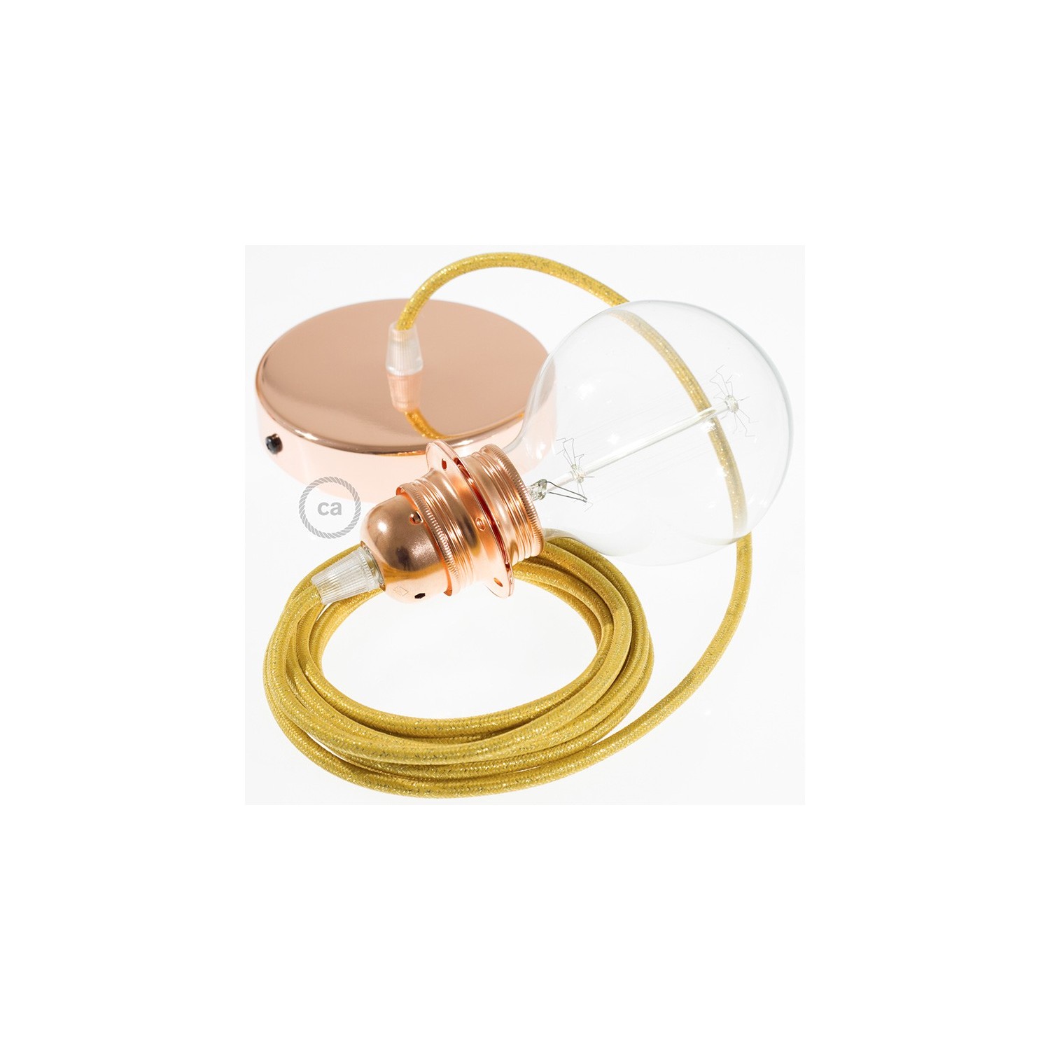 Pendel per paralume, lampada sospensione cavo tessile Glitterato Oro RL05
