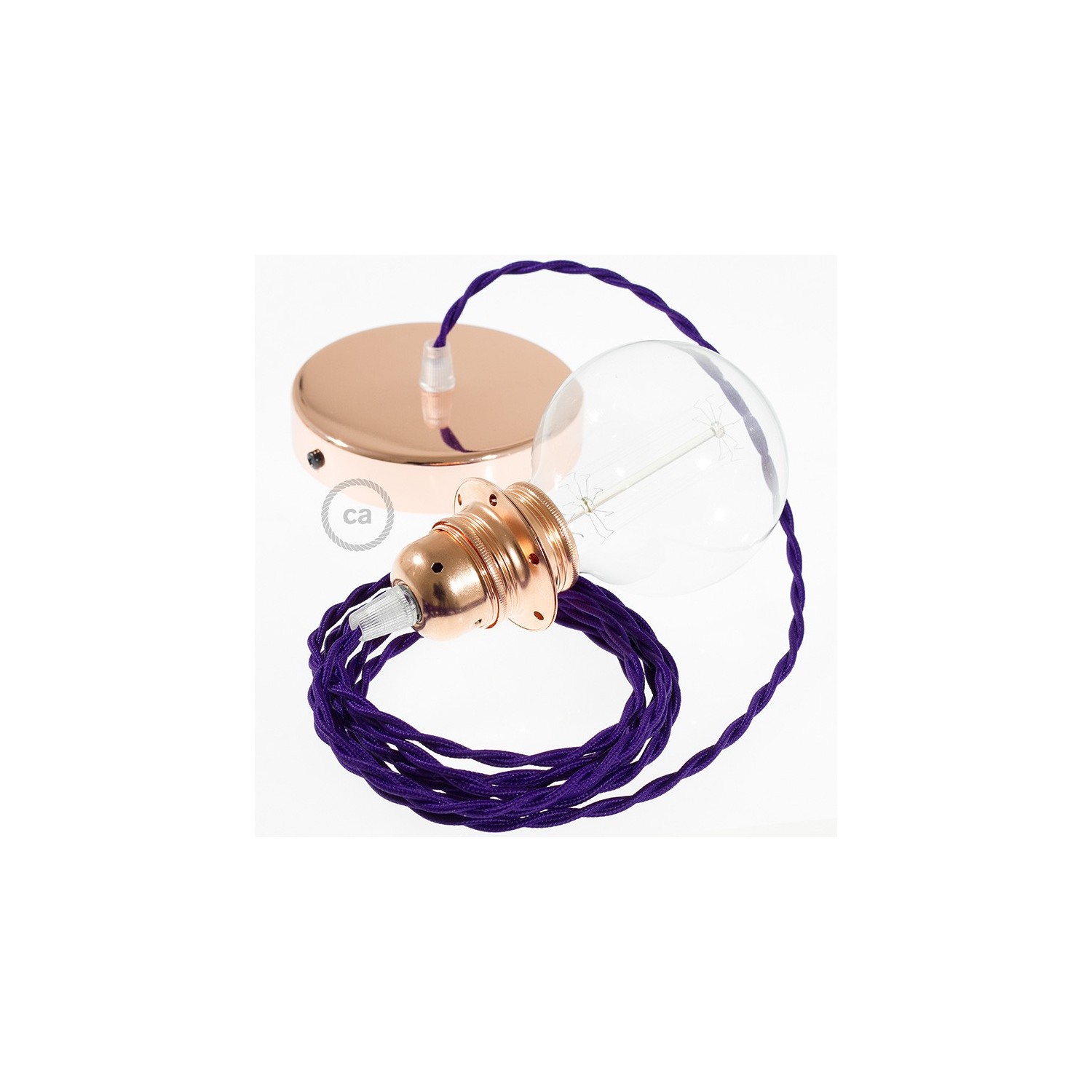 Lampe suspension pour Abat-jour câble textile Effet Soie Violet TM14
