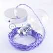 Lampe suspension pour Abat-jour câble textile Effet Soie Lilas TM07