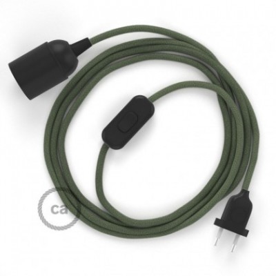 SnakeBis cordon avec douille et câble textile Coton Gris Vert RC63