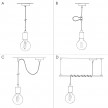 Lampada a sospensione con cavo tessile, portalampada E14 P-Light e finiture in metallo - Made in Italy