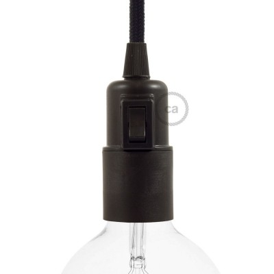 Thermoplastisches E27-Lampenfassungs-Kit mit Kippschalter - Schwarz