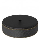 Base lampada diam 120mm PELLE NERA con contrappeso, boccola cavo laterale e softpad