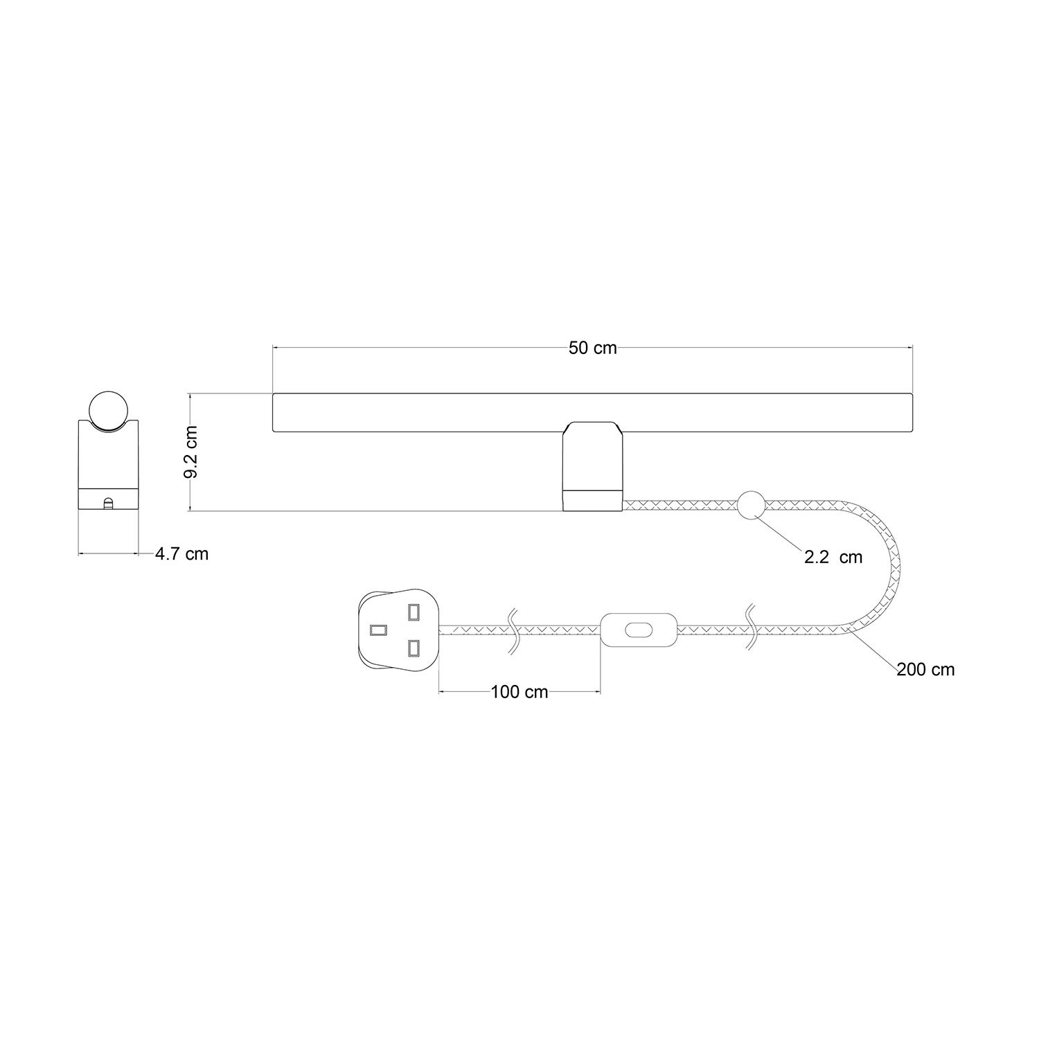 Leuchte Spostaluce esse14 mit S14d Anschluss und UK-Stecker