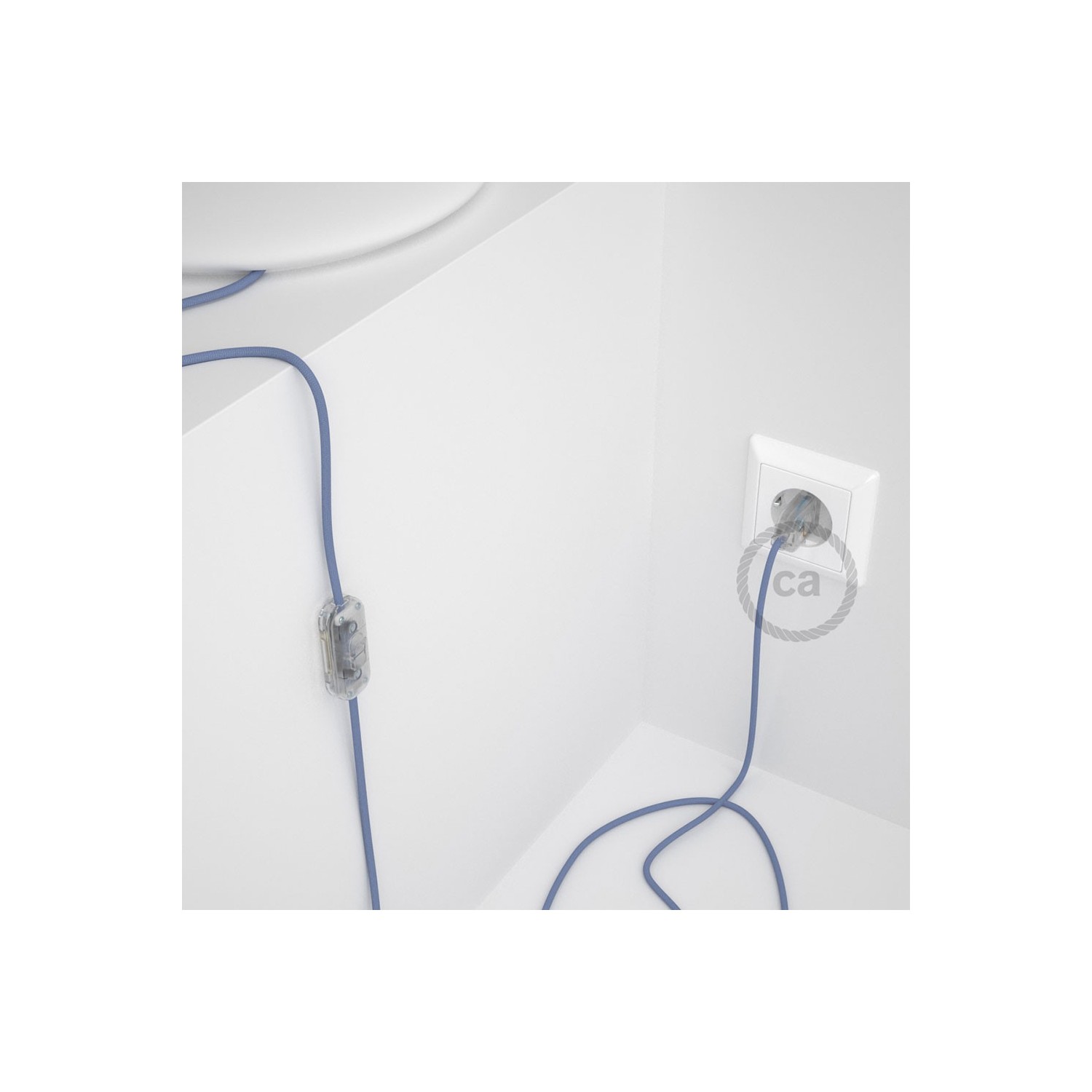 Cordon pour lampe, câble RM07 Effet Soie Lilas 1,80 m. Choisissez la couleur de la fiche et de l'interrupteur!