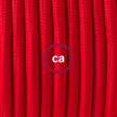 Zuleitung für Tischleuchten RM09 Rot Seideneffekt 1,80 m. Wählen Sie aus drei Farben bei Schalter und Stecke.
