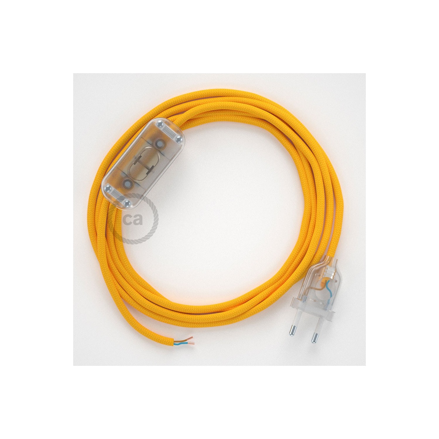 Cordon pour lampe, câble RM10 Effet Soie Jaune 1,80 m. Choisissez la couleur de la fiche et de l'interrupteur!