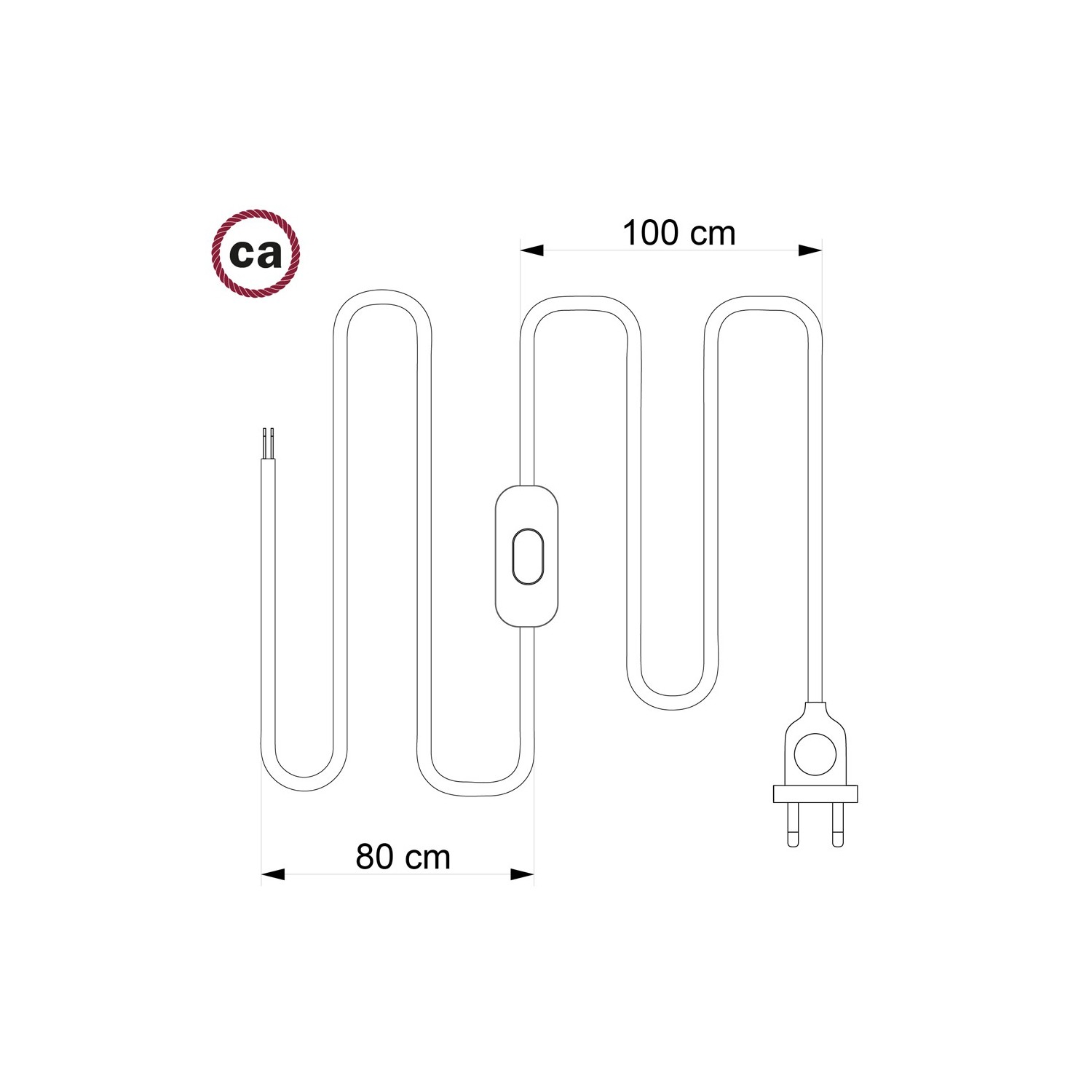 Cordon pour lampe, câble RM04 Effet Soie Noir 1,80 m. Choisissez la couleur de la fiche et de l'interrupteur!
