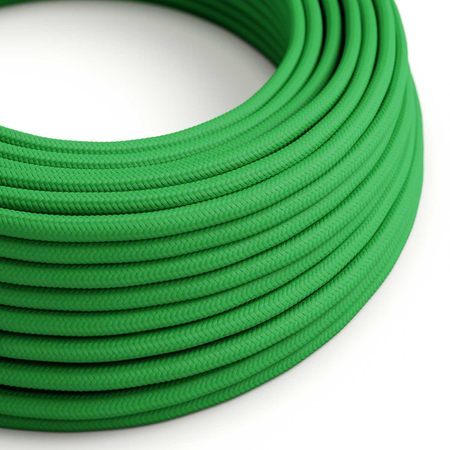 Elektrisches Kabel rund überzogen mit Textil-Seideneffekt Einfarbig Grün RM06