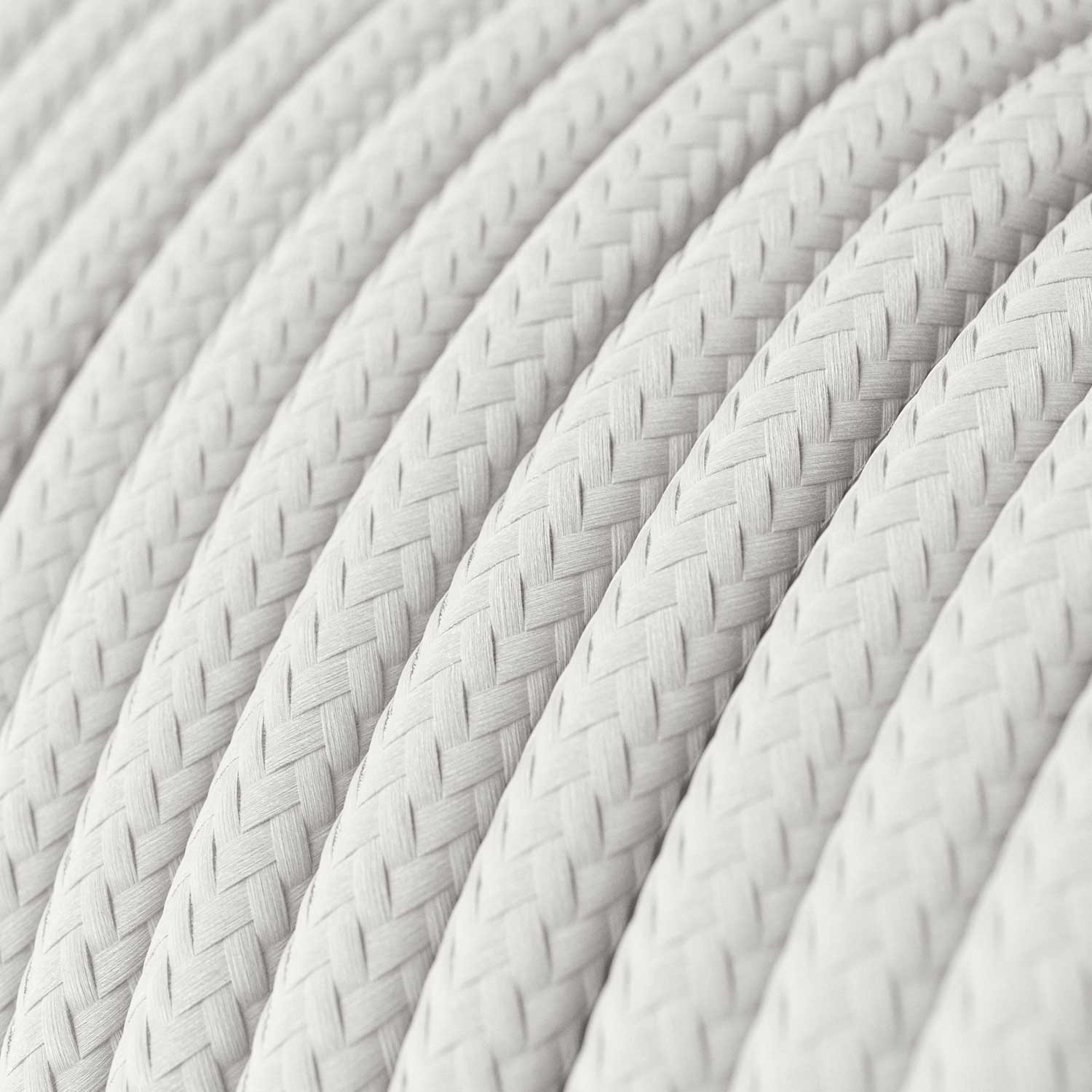 Fil Électrique Rond Gaine De Tissu De Couleur Effet Soie Tissu Uni Blanc RM01