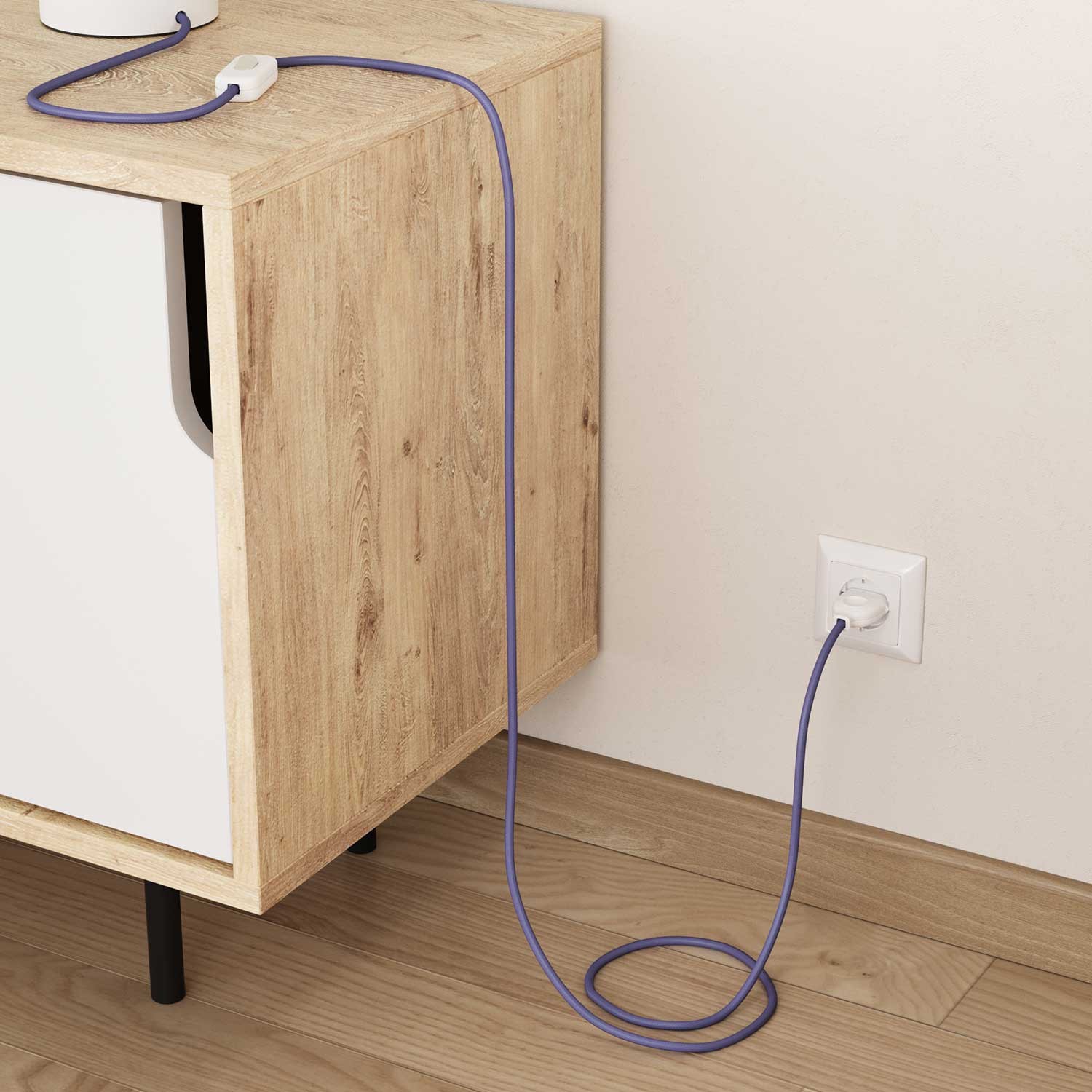 Elektrisches Kabel rund überzogen mit Textil-Seideneffekt Einfarbig Lila RM07