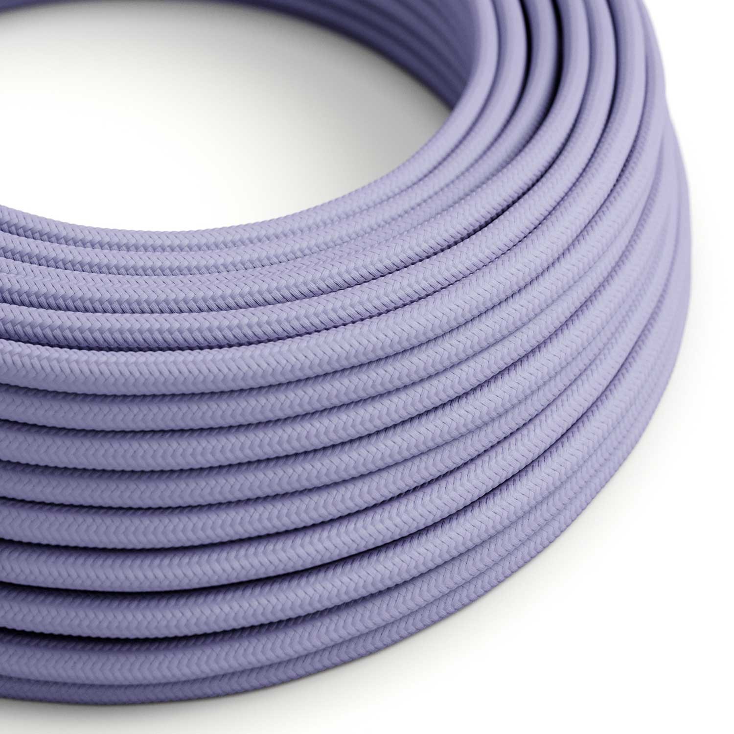 Fil Électrique Rond Gaine De Tissu De Couleur Effet Soie Tissu Uni Lilas RM07