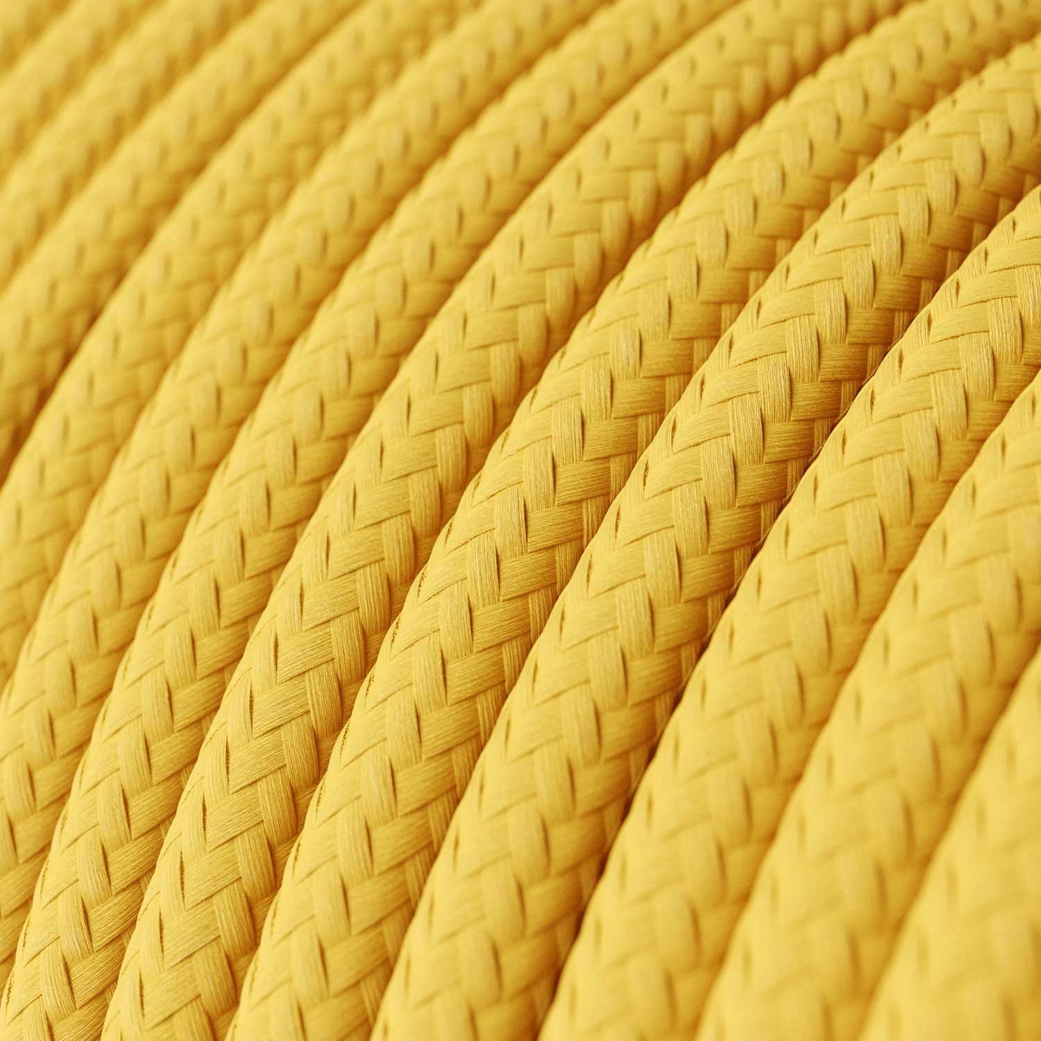 Elektrisches Kabel rund überzogen mit Textil-Seideneffekt Einfarbig Gelb RM10