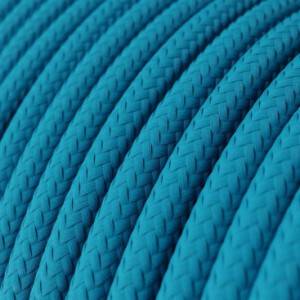 Elektrisches Kabel rund überzogen mit Textil-Seideneffekt Einfarbig Cyanblau RM11