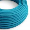 Elektrisches Kabel rund überzogen mit Textil-Seideneffekt Einfarbig Cyanblau RM11