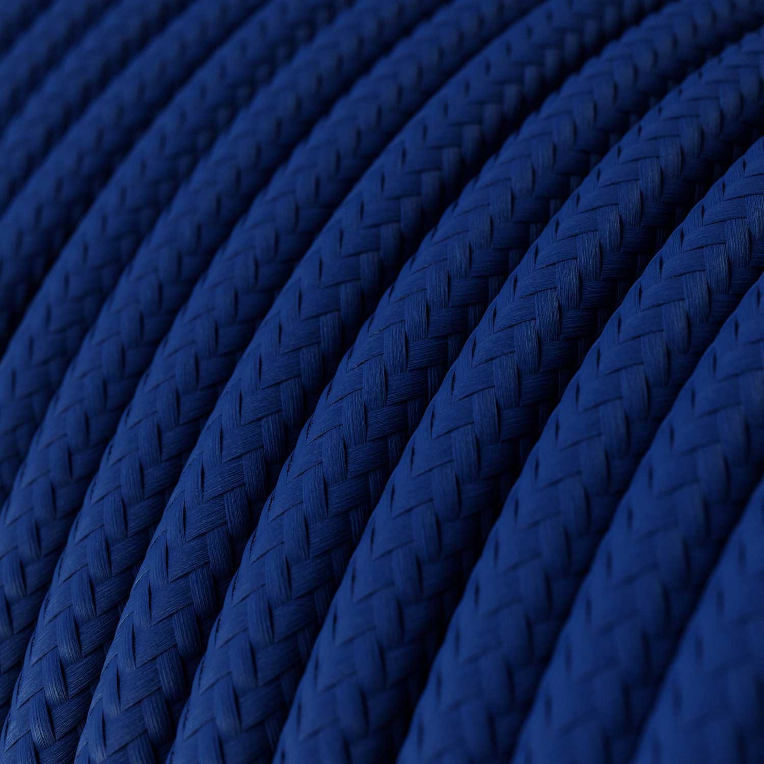 Cavo Elettrico rotondo rivestito in tessuto effetto Seta Tinta Unita Blu RM12