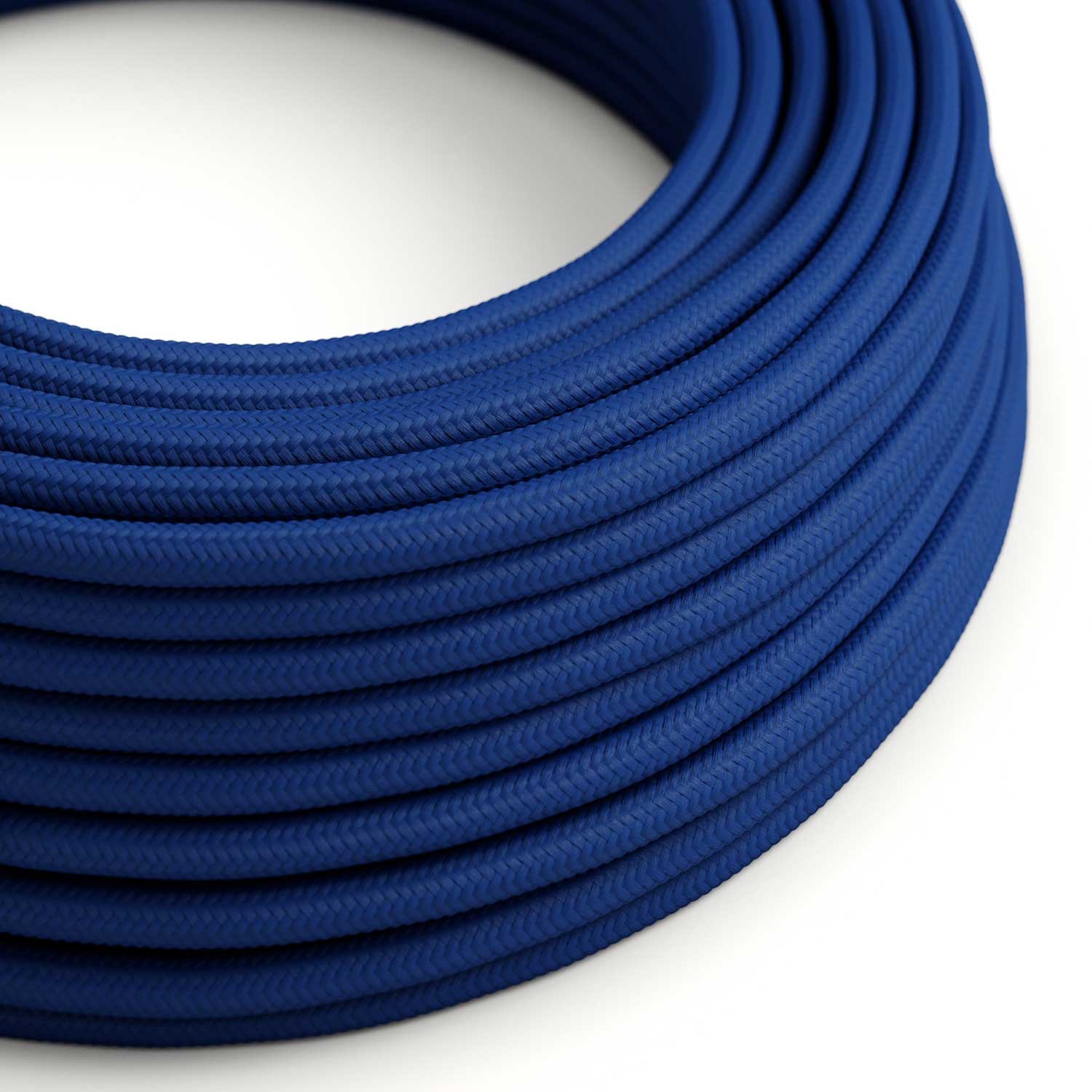 Fil Électrique Rond Gaine De Tissu De Couleur Effet Soie Tissu Uni Bleu RM12