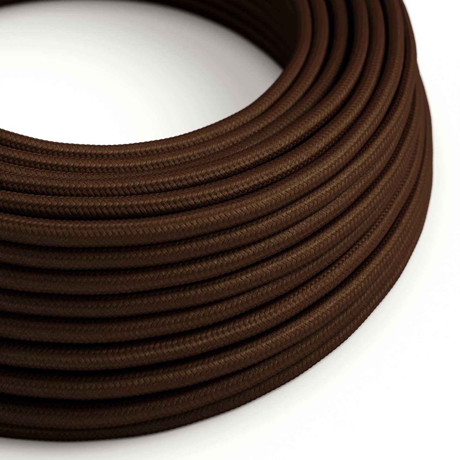 Fil Électrique Rond Gaine De Tissu De Couleur Effet Soie Tissu Uni Marron RM13