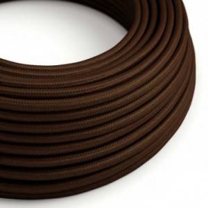 Elektrisches Kabel rund überzogen mit Textil-Seideneffekt Einfarbig Braun RM13