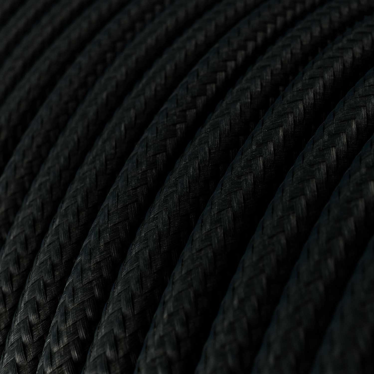 Elektrisches Kabel rund überzogen mit Textil-Seideneffekt Einfarbig Schwarz RM04