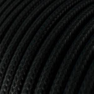 Elektrisches Kabel rund überzogen mit Textil-Seideneffekt Einfarbig Schwarz RM04