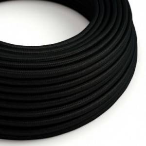 Fil Électrique Rond Gaine De Tissu De Couleur Effet Soie Tissu Uni Noir RM04