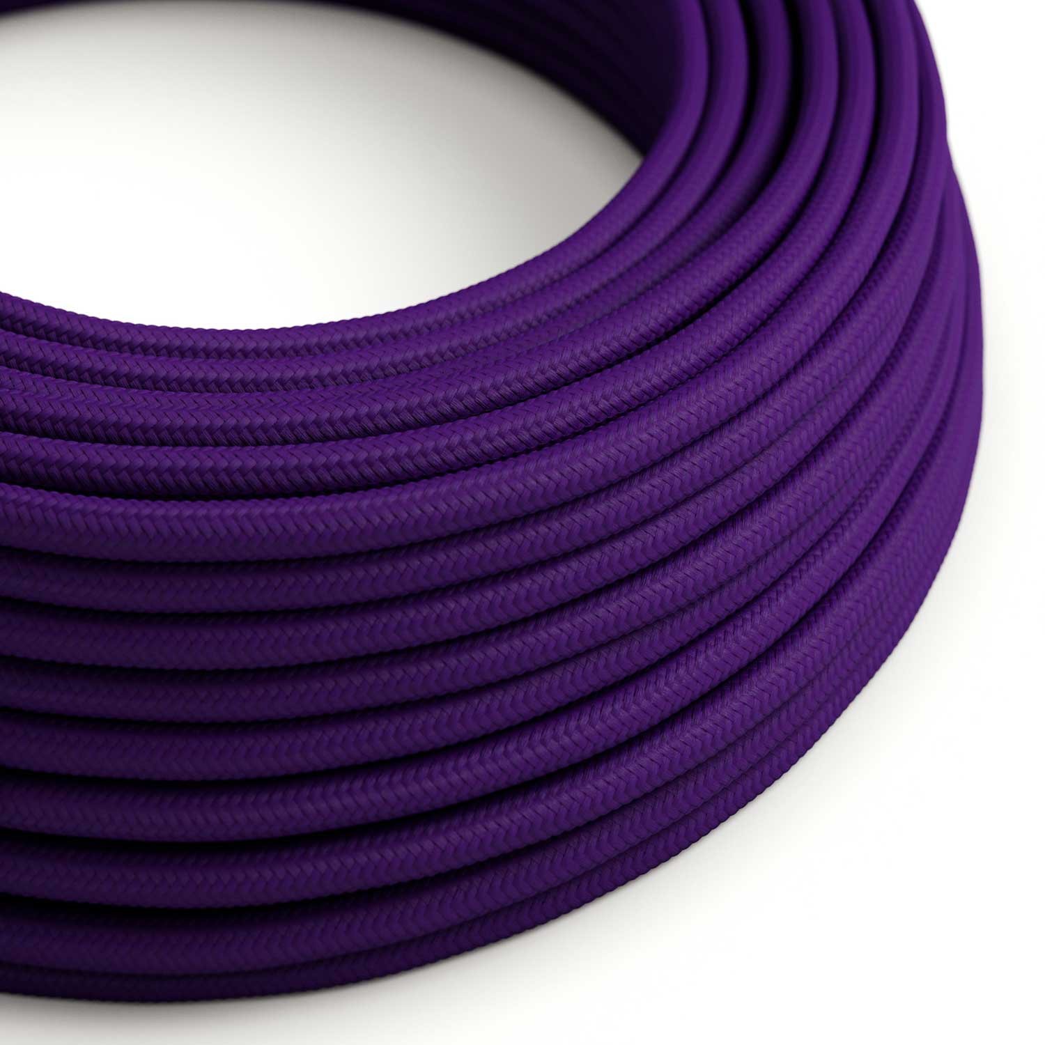 Elektrisches Kabel rund überzogen mit Textil-Seideneffekt Einfarbig Violett RM14