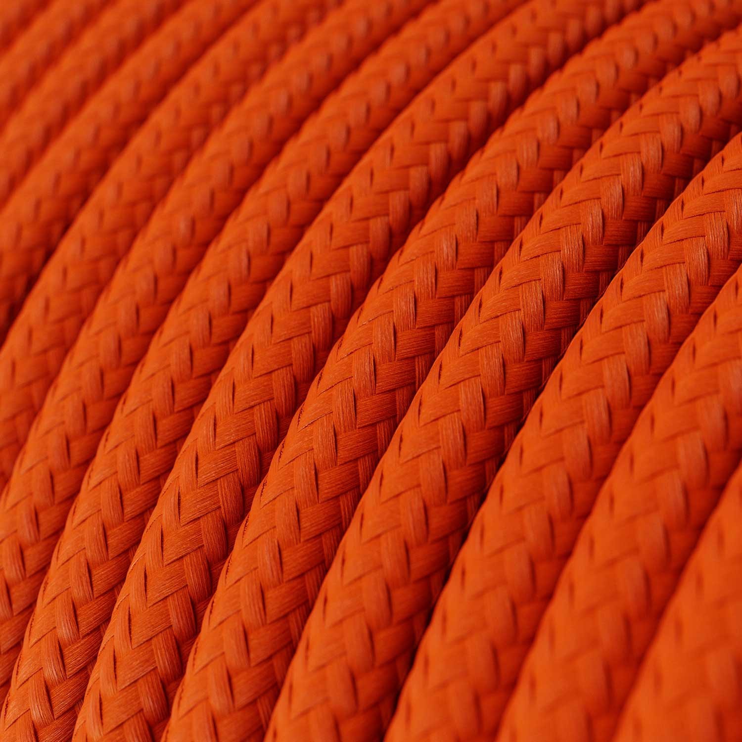 Cavo Elettrico rotondo rivestito in tessuto effetto Seta Tinta Unita Arancione RM15