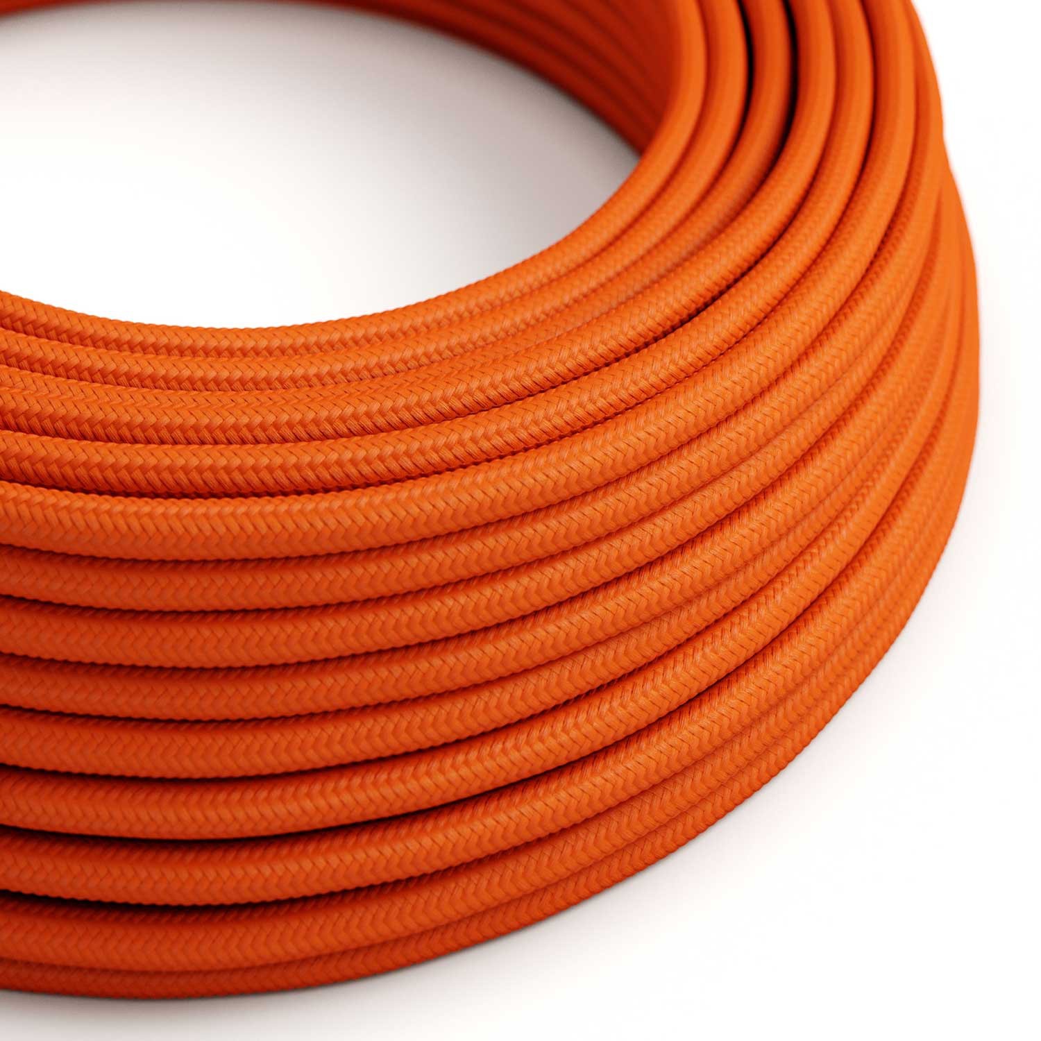 Fil Électrique Rond Gaine De Tissu De Couleur Effet Soie Tissu Uni Orange RM15