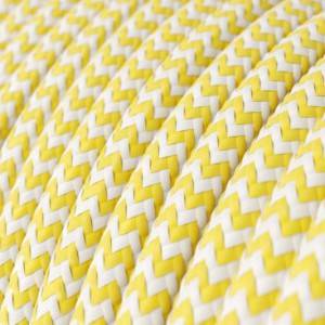 Fil Électrique Rond Gaine De Tissu De Couleur Effet Soie ZigZag Jaune RZ10