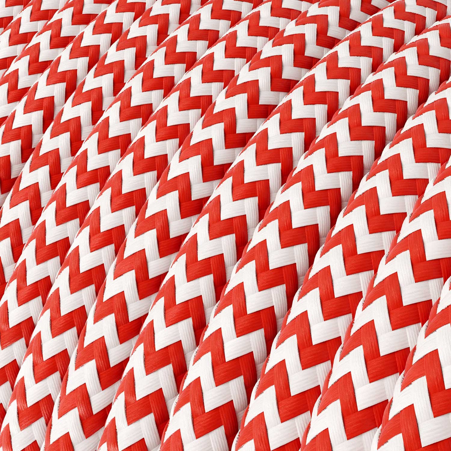 Fil Électrique Rond Gaine De Tissu De Couleur Effet Soie ZigZag Rouge RZ09