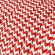 Fil Électrique Rond Gaine De Tissu De Couleur Effet Soie ZigZag Rouge RZ09