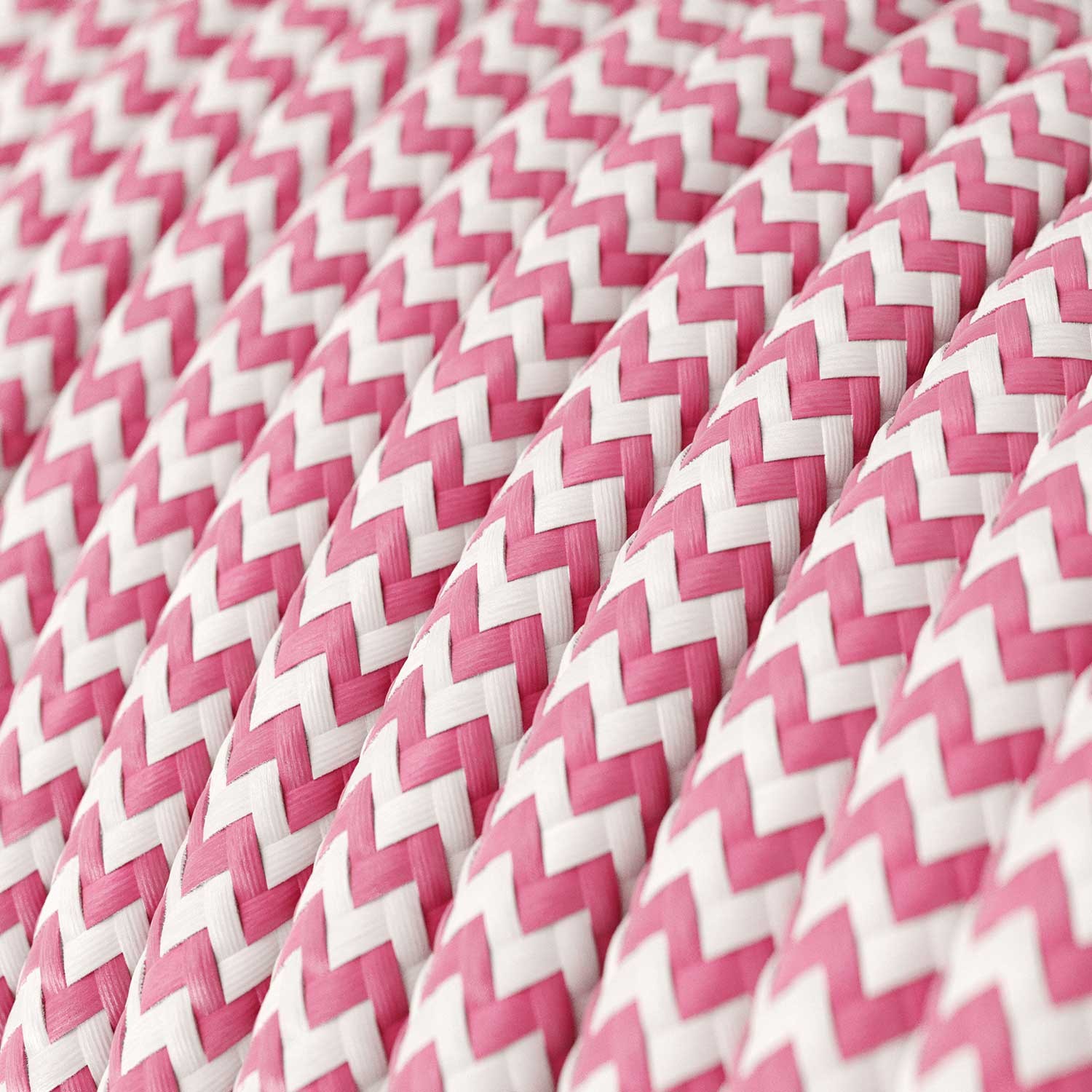 Fil Électrique Rond Gaine De Tissu De Couleur Effet Soie ZigZag Fuchsia RZ08