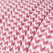 Fil Électrique Rond Gaine De Tissu De Couleur Effet Soie ZigZag Fuchsia RZ08