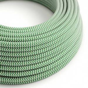 Elektrisches Kabel rund überzogen mit Textil-Seideneffekt Zick-Zack Grün RZ06