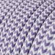 Fil Électrique Rond Gaine De Tissu De Couleur Effet Soie ZigZag Lilas RZ07