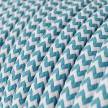 Fil Électrique Rond Gaine De Tissu De Couleur Effet Soie ZigZag Cyan RZ11