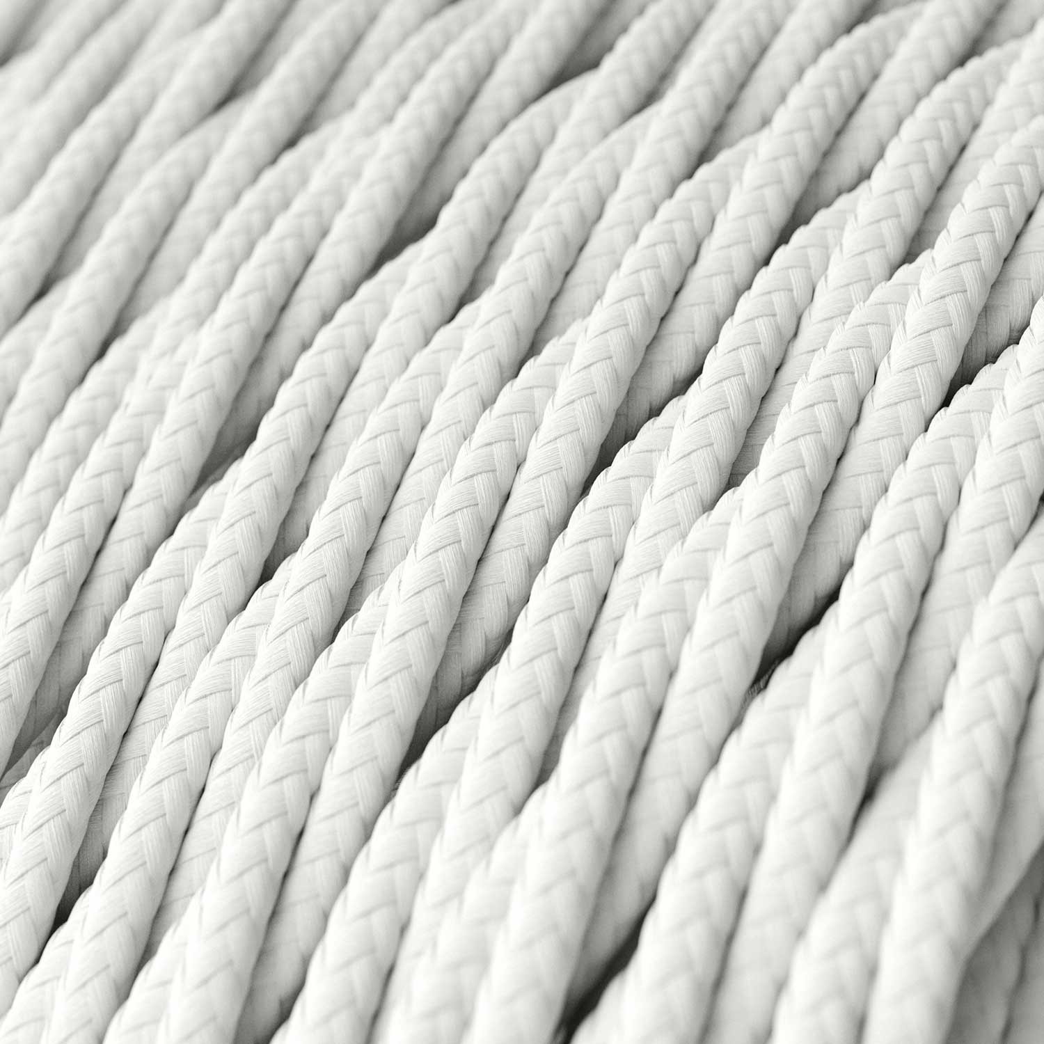 Elektrisches Kabel geflochten überzogen mit Textil-Seideneffekt Einfarbig Weiß TM01