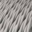 Elektrisches Kabel geflochten überzogen mit Textil-Seideneffekt Einfarbig Silber TM02