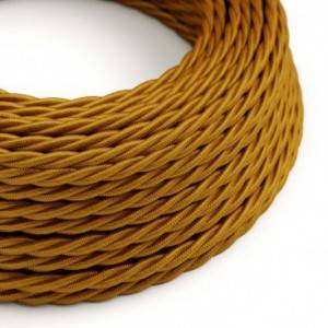 Elektrisches Kabel geflochten überzogen mit Textil-Seideneffekt Einfarbig Gold TM05