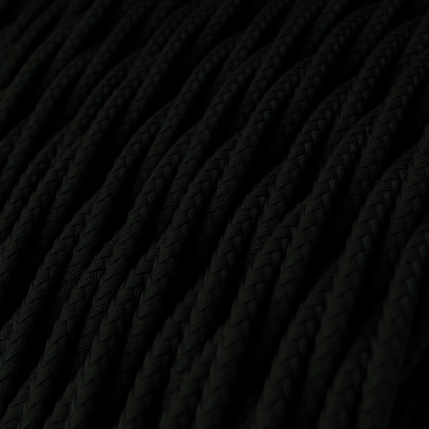 Elektrisches Kabel geflochten überzogen mit Textil-Seideneffekt Einfarbig Schwarz TM04