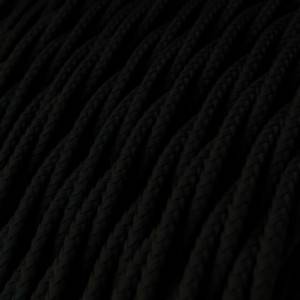 Elektrisches Kabel geflochten überzogen mit Textil-Seideneffekt Einfarbig Schwarz TM04