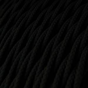 Elektrisches Kabel geflochten überzogen mit Textil-Seideneffekt Einfarbig Schwarz TM04