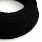 Elektrisches Kabel geflochten überzogen mit Textil-Seideneffekt Einfarbig Schwarz TM04
