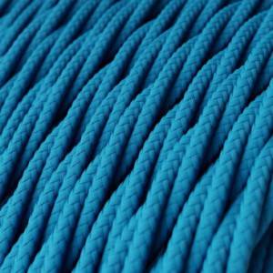 Elektrisches Kabel geflochten überzogen mit Textil-Seideneffekt Einfarbig Cyanblau TM11